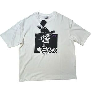 Rose London Ride or Die White Graphic Skeleton XL T-Shirt Soft Streetwear NWT